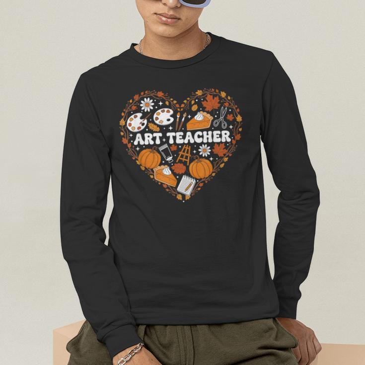 Art Teacher Heart Autumn Thanksgiving Kids Men's Long Sleeve T-Shirt, funny gift Art Teacher Heart Autumn Thanksgiving Kids Men's Long Sleeve T-Shirt, funny gift