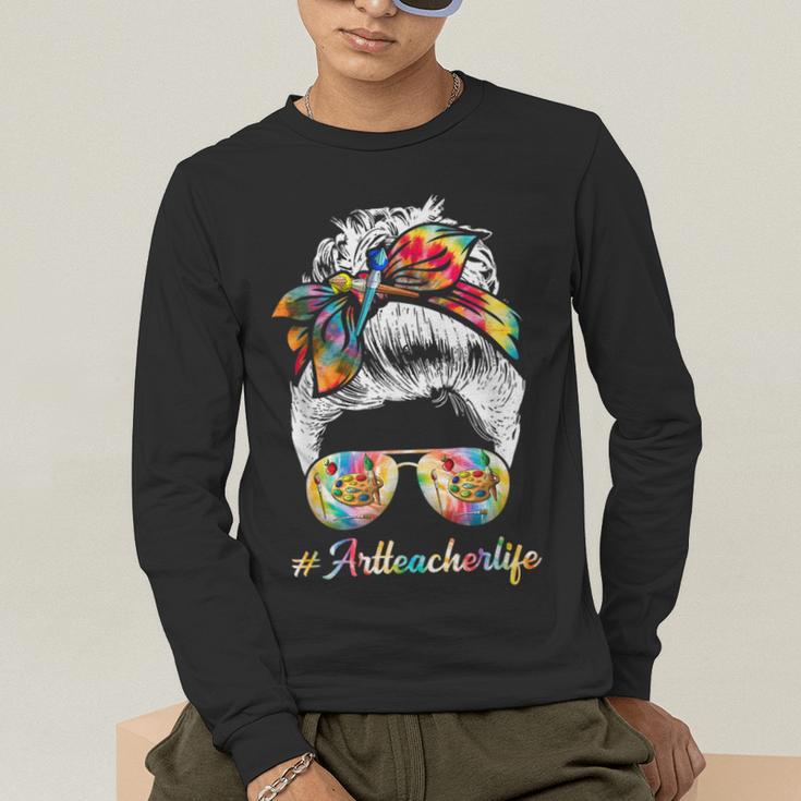 Art Teacher Life Messy Bun Back To School Art Teacher Men's Long Sleeve T-Shirt, funny gift
