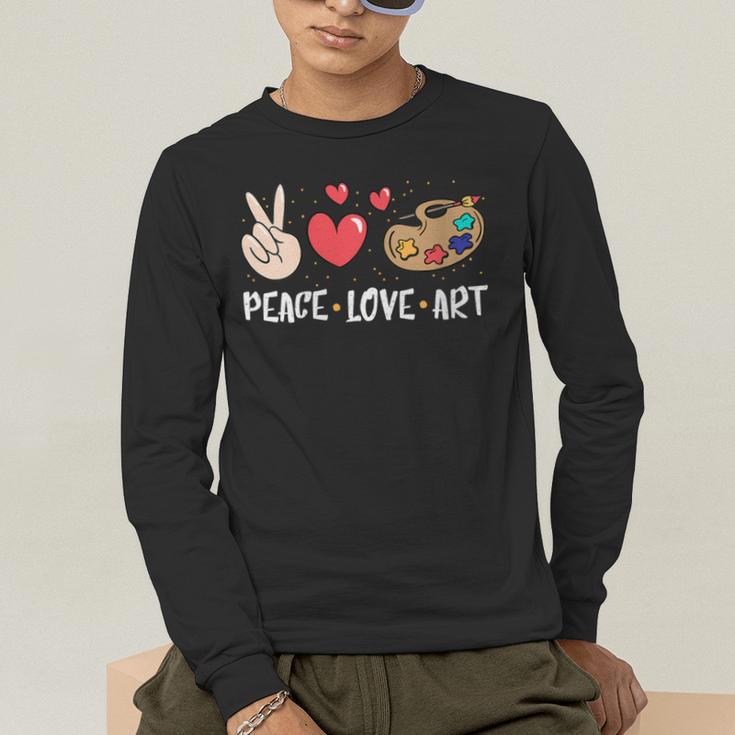 Art Teacher Peace Love Art For Artists And Painters Men's Long Sleeve T-Shirt, funny gift Art Teacher Peace Love Art For Artists And Painters Men's Long Sleeve T-Shirt, funny gift