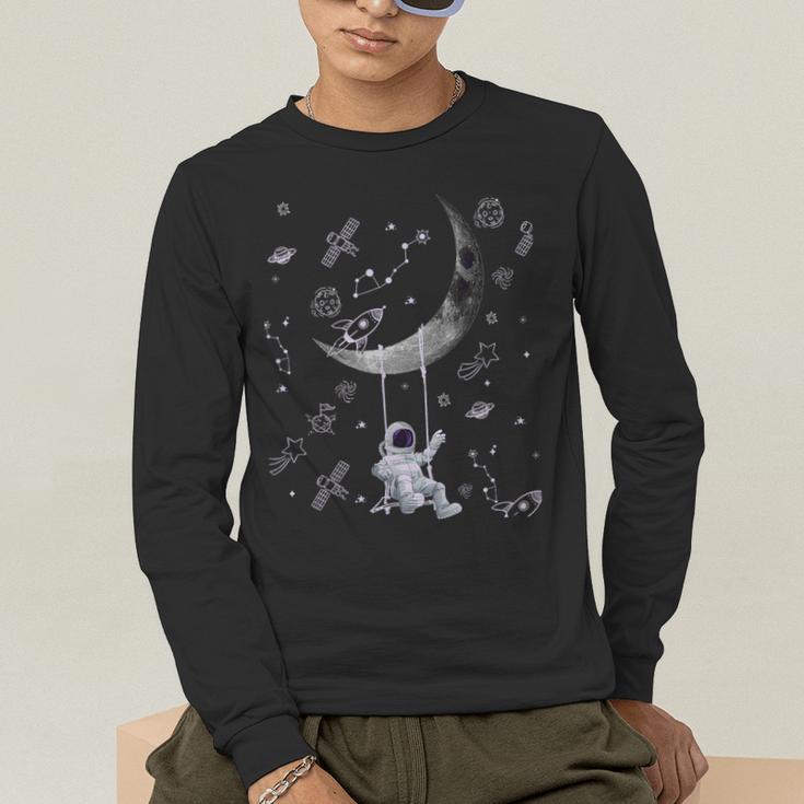 Astronaut Purple Moon Swing NASA Space Science Teacher Men's Long Sleeve T-Shirt, funny gift Astronaut Purple Moon Swing NASA Space Science Teacher Men's Long Sleeve T-Shirt, funny gift