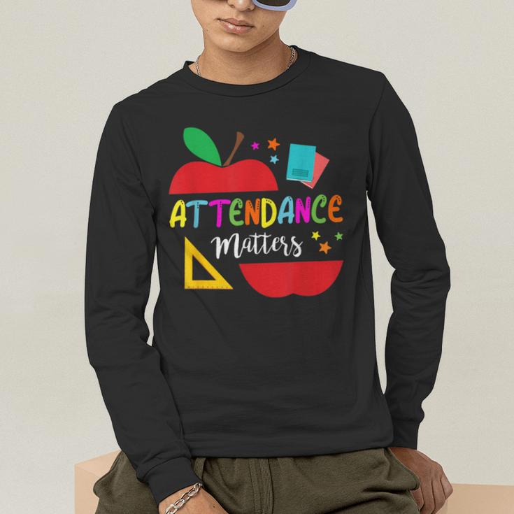 Attendance Matters Teacher Apple For Back To School Men's Long Sleeve T-Shirt, funny gift Attendance Matters Teacher Apple For Back To School Men's Long Sleeve T-Shirt, funny gift