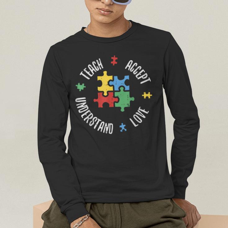 Autism Awareness Teacher Shirt Teach Accept Understand Love Men's Long Sleeve T-Shirt, funny gift Autism Awareness Teacher Shirt Teach Accept Understand Love Men's Long Sleeve T-Shirt, funny gift