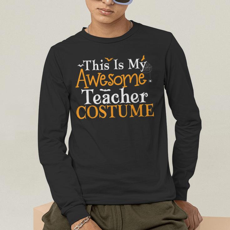This Is My Awesome Teacher Costume Halloween Party Matching Men's Long Sleeve T-Shirt, funny gift This Is My Awesome Teacher Costume Halloween Party Matching Men's Long Sleeve T-Shirt, funny gift