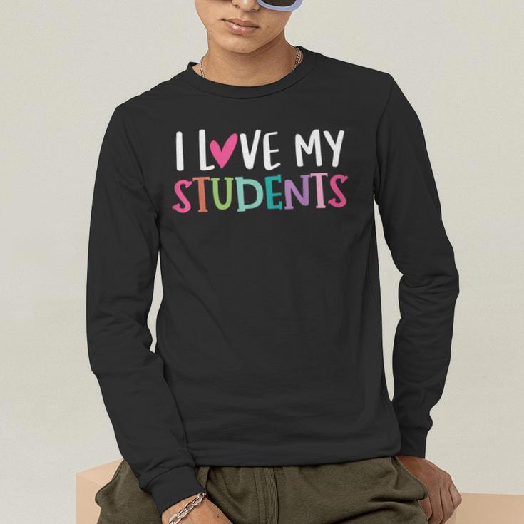 Back To School I Love My Students Teachers Women Boys Girls Men's Long Sleeve T-Shirt, funny gift