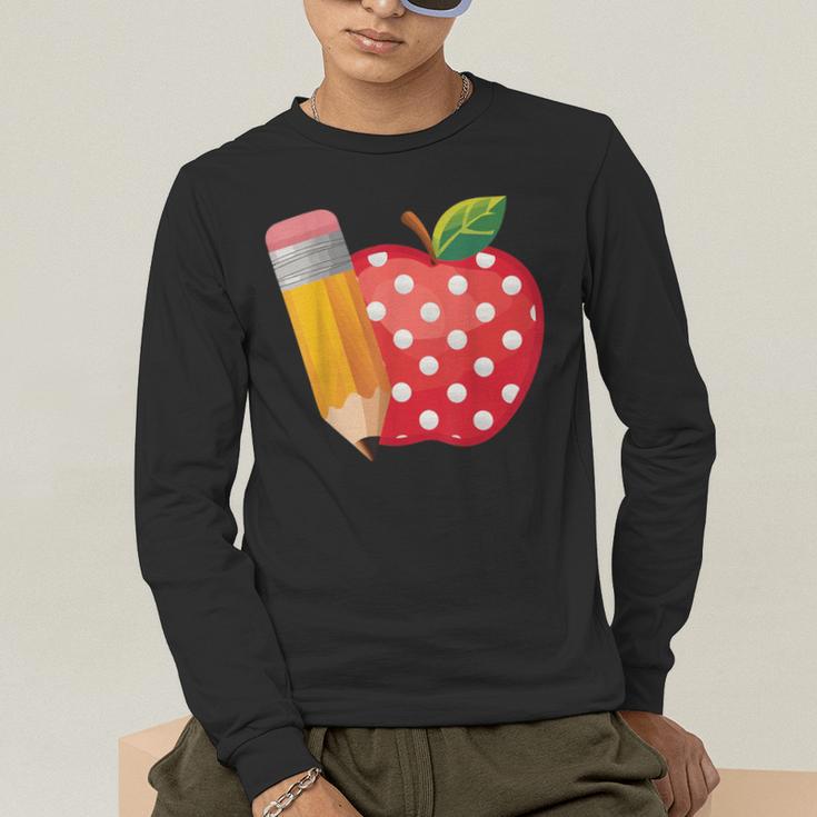 Back To School Pencil And Apple Teacher Student Men's Long Sleeve T-Shirt, funny gift