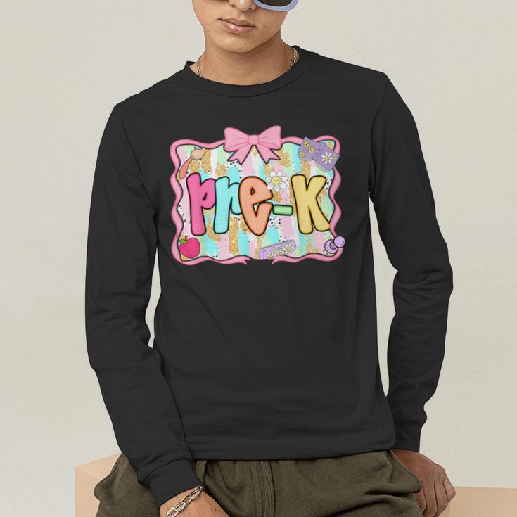 Back To School Pre-K Preppy Teacher Girl Men's Long Sleeve T-Shirt, funny gift