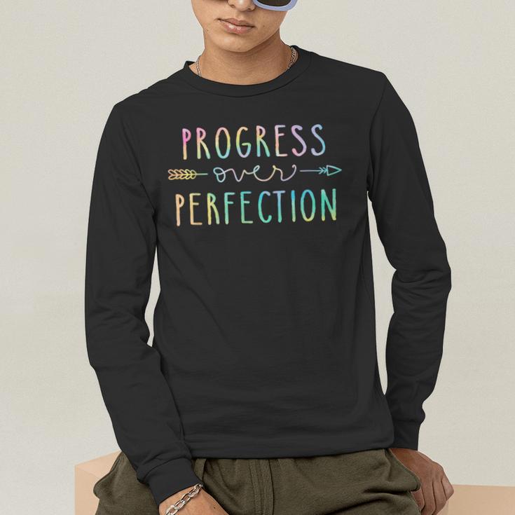 Back To School Progress Over Perfection Motivational Teacher Men's Long Sleeve T-Shirt, funny gift Back To School Progress Over Perfection Motivational Teacher Men's Long Sleeve T-Shirt, funny gift