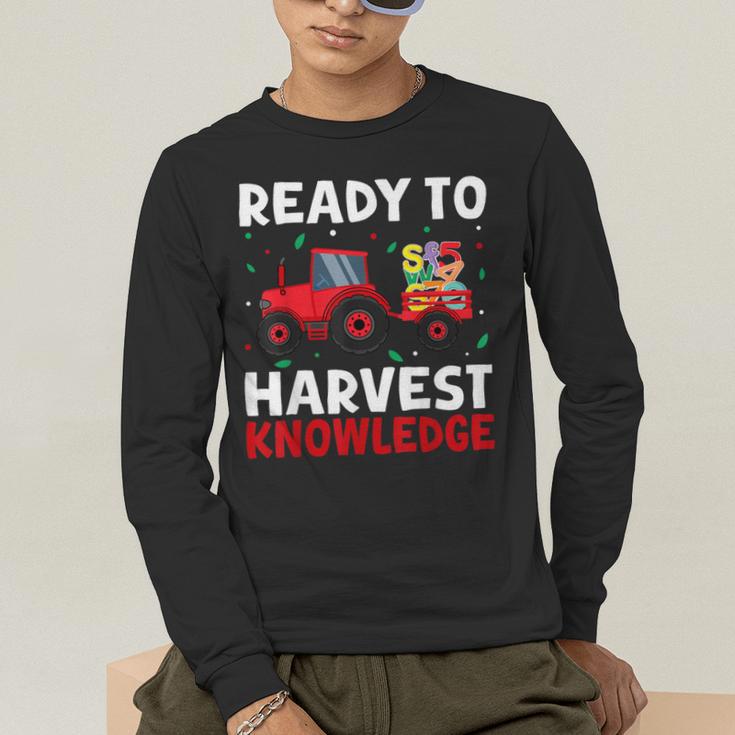 Back To School Teacher Farming Tractor Farmer Kids 100th Day Men's Long Sleeve T-Shirt, funny gift