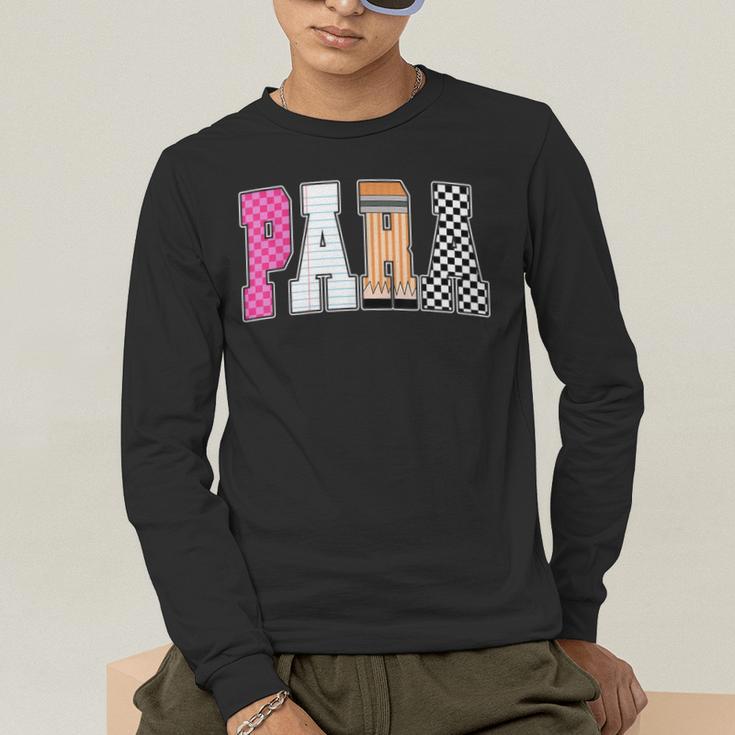 Back To School Teacher Para Preppy Checkered Para Life Men's Long Sleeve T-Shirt, funny gift Back To School Teacher Para Preppy Checkered Para Life Men's Long Sleeve T-Shirt, funny gift