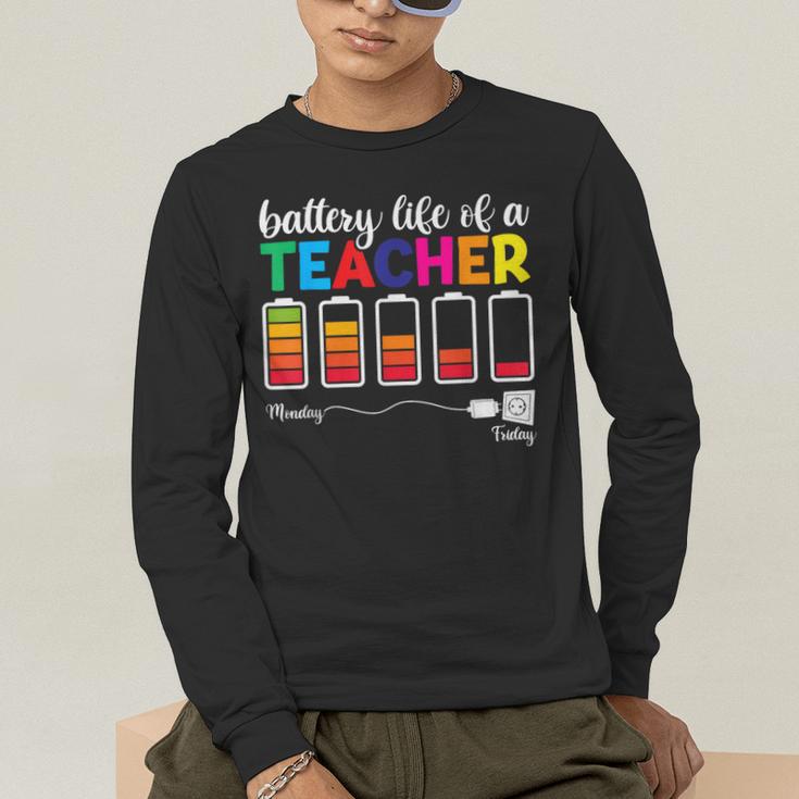 Battery Life Of a Teacher Shirt Thanksgiving Teacher Men's Long Sleeve T-Shirt, funny gift Battery Life Of a Teacher Shirt Thanksgiving Teacher Men's Long Sleeve T-Shirt, funny gift