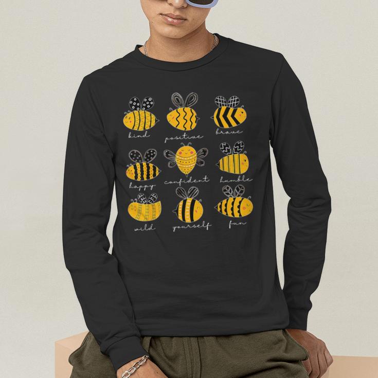Bee Kind Positive Brave Happy Confident Humble Teacher Men's Long Sleeve T-Shirt, funny gift Bee Kind Positive Brave Happy Confident Humble Teacher Men's Long Sleeve T-Shirt, funny gift