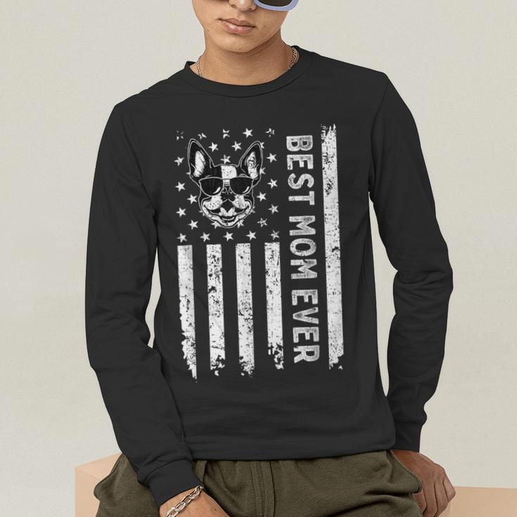Best Boston Terrier Dog Mom Ever USA Flag For Men Women Kids Men's Long Sleeve T-Shirt, funny gift