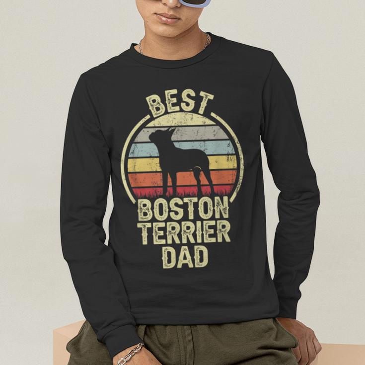 Best Dog Father Dad Vintage Boston Terrier For Men Women Men's Long Sleeve T-Shirt, funny gift