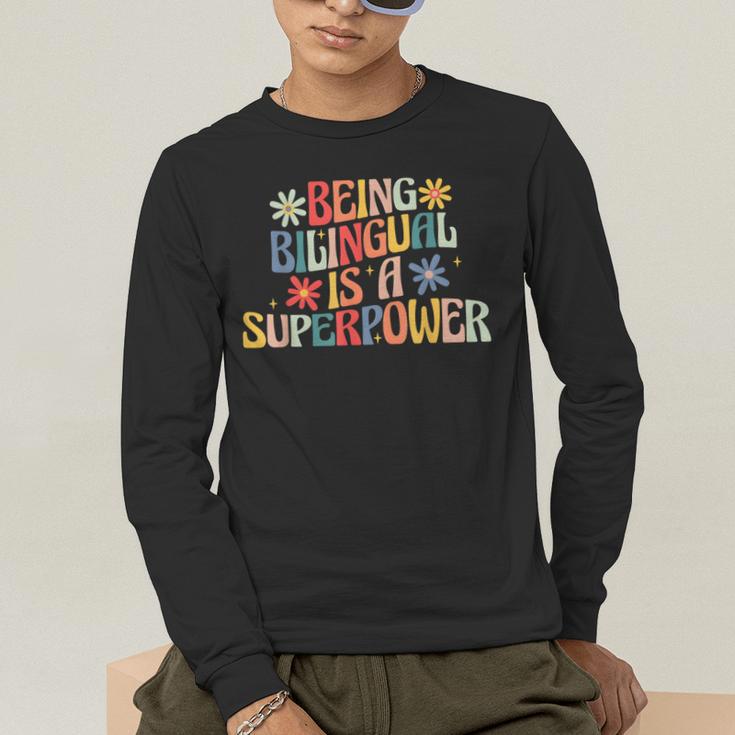 Being Bilingual Is A Superpower Back To School ESL Teacher Men's Long Sleeve T-Shirt, funny gift Being Bilingual Is A Superpower Back To School ESL Teacher Men's Long Sleeve T-Shirt, funny gift
