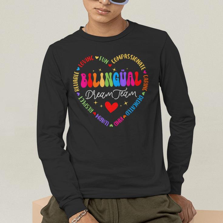 Bilingues Dream Team Dual Language Bilingual Crew Teacher Men's Long Sleeve T-Shirt, funny gift Bilingues Dream Team Dual Language Bilingual Crew Teacher Men's Long Sleeve T-Shirt, funny gift
