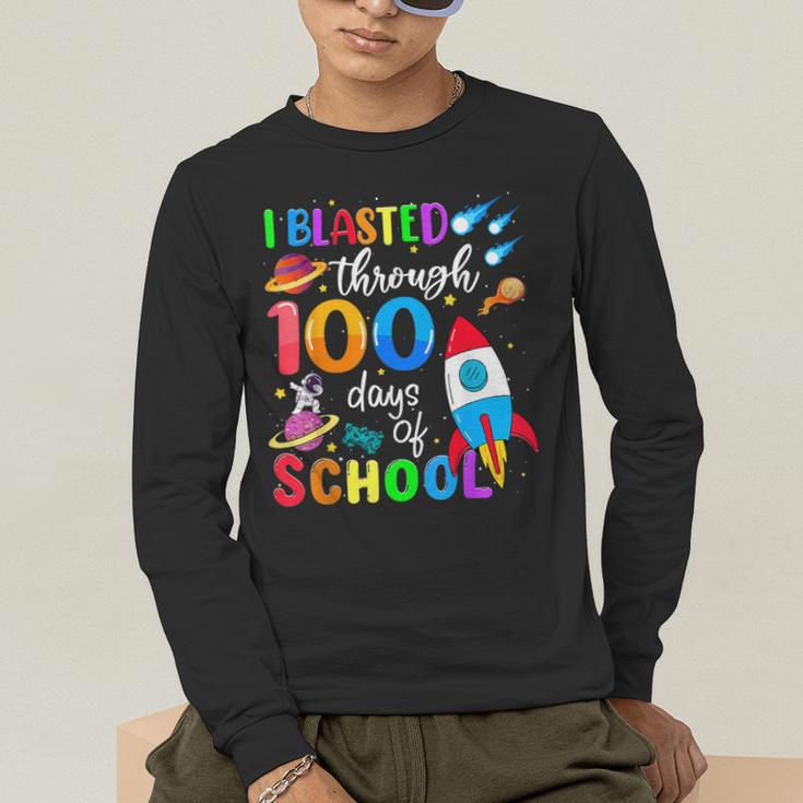 I Blasted Through 100 Days Of School 100th Day Teacher Kids Men's Long Sleeve T-Shirt, funny gift I Blasted Through 100 Days Of School 100th Day Teacher Kids Men's Long Sleeve T-Shirt, funny gift