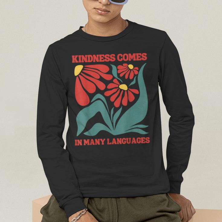 Boho Flower ESL Teacher Kindness Comes In Many Languages Men's Long Sleeve T-Shirt, funny gift Boho Flower ESL Teacher Kindness Comes In Many Languages Men's Long Sleeve T-Shirt, funny gift