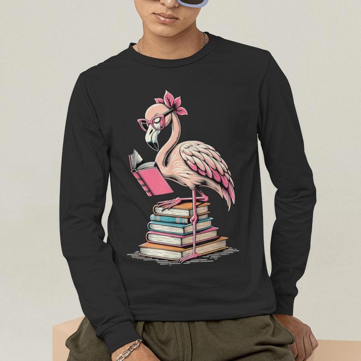 Book Lover Cute Flamingo Reading Teacher Librarian Women Men's Long Sleeve T-Shirt, funny gift Book Lover Cute Flamingo Reading Teacher Librarian Women Men's Long Sleeve T-Shirt, funny gift