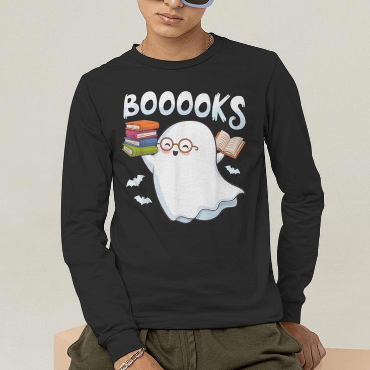 Books Halloween Librarian Teacher Reader Reading Book Lover Men's Long Sleeve T-Shirt, funny gift