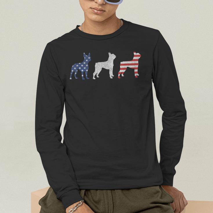 Boston Terrier 4th Of July Dog Patriotic USA Flag Man Woman Men's Long Sleeve T-Shirt, funny gift