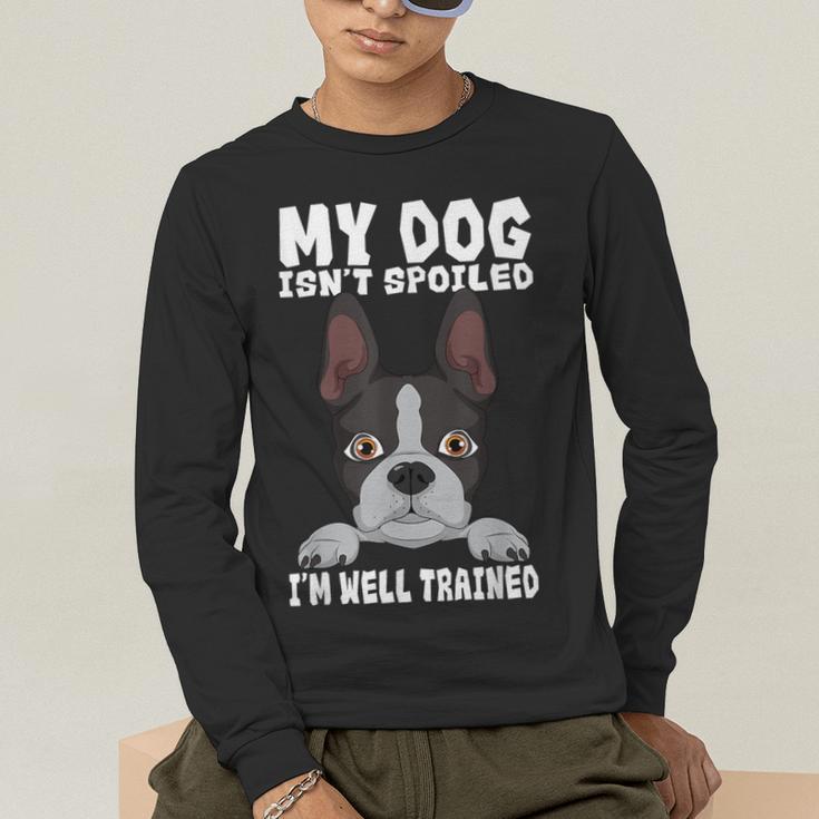 Boston Terrier American Gentleman Dog Lover I'm Well Trained Men's Long Sleeve T-Shirt, funny gift