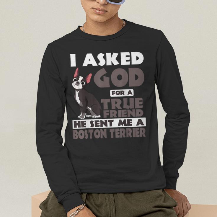 Boston Terrier American Gentleman Non-Sporting Dog Lover Men's Long Sleeve T-Shirt, funny gift