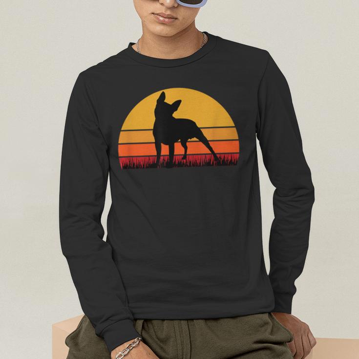 Boston Terrier Bostie Sunset Retro Dog Pet Mom Dad Men's Long Sleeve T-Shirt, funny gift