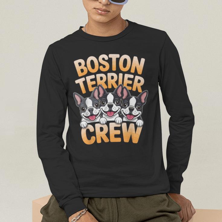 Boston Terrier Crew Cartoon For Dog Owner Pet Boston Terrier Men's Long Sleeve T-Shirt, funny gift