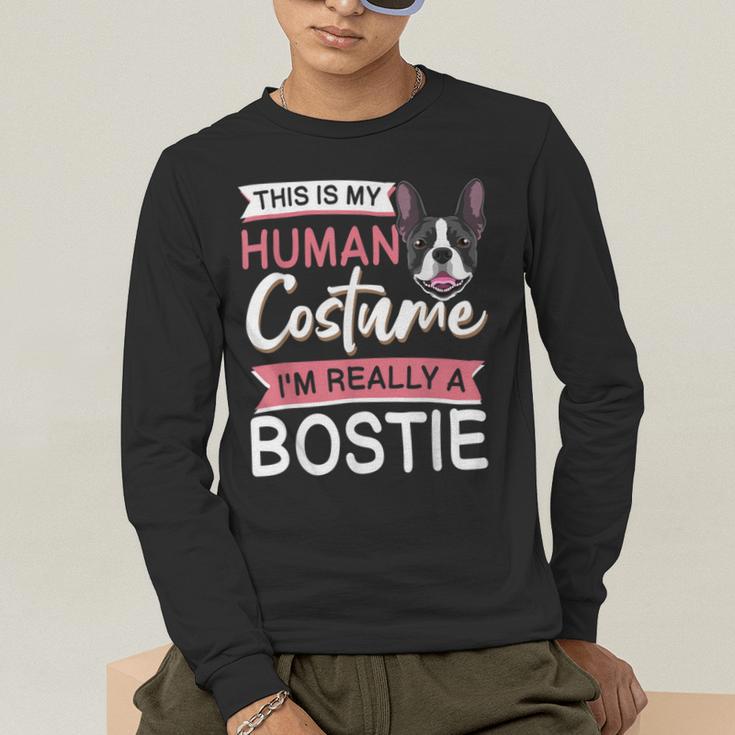 Boston Terrier Dog Bostie Halloween Costume Dog For Kids Men's Long Sleeve T-Shirt, funny gift