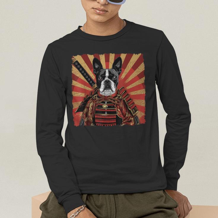 Boston Terrier Dog Japanese Art Samurai Ukiyo-e Men's Long Sleeve T-Shirt, funny gift