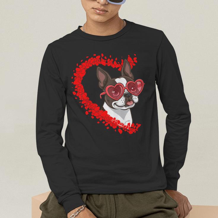 Boston Terrier Dog Mom Dad Valentine’s Day Pet Lover For Men Women Kids Men's Long Sleeve T-Shirt, funny gift