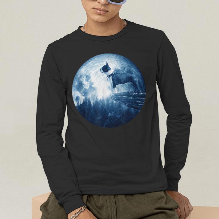 Boston Terrier Dog Moon Dog Mom Dad Women Men Dog Lovers Men's Long Sleeve T-Shirt, funny gift
