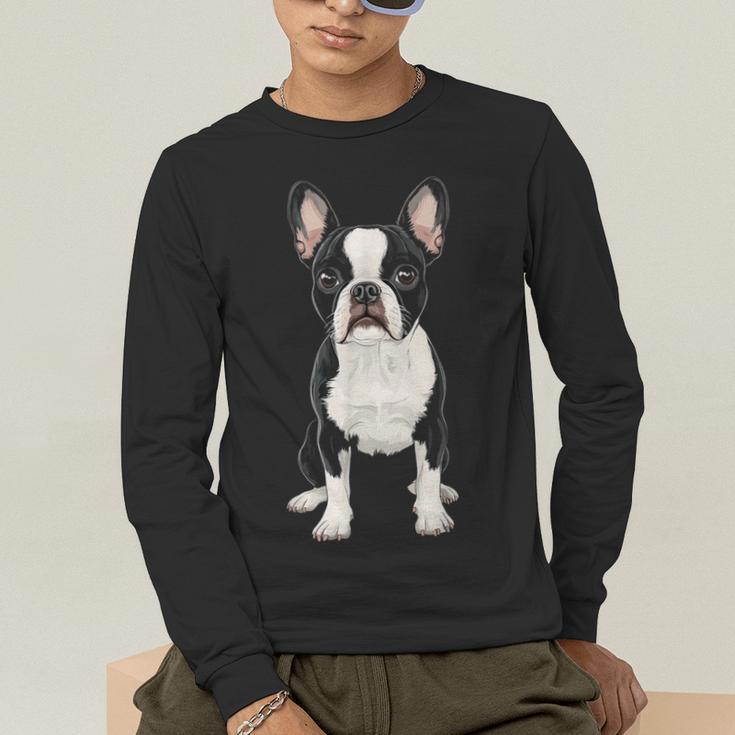 Boston Terrier Dog Motif Pet Art Boston Terrier For Men Women Kids Men's Long Sleeve T-Shirt, funny gift