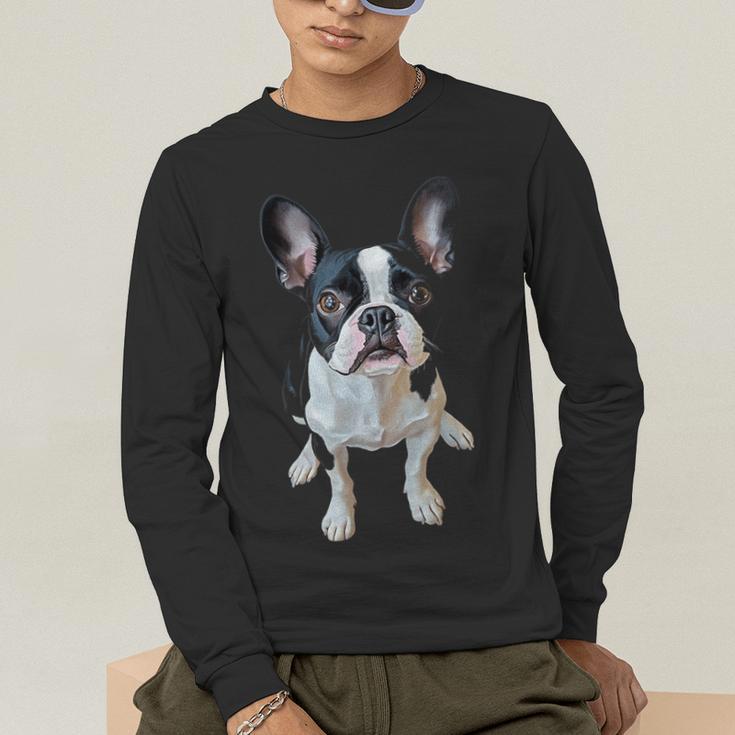Boston Terrier Dog Motif Pet Art Boston Terrier Men Women Kids Men's Long Sleeve T-Shirt, funny gift