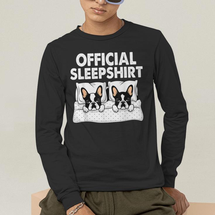 Boston Terrier Dog Official Sleep Pajamas Nightgown Men's Long Sleeve T-Shirt, funny gift