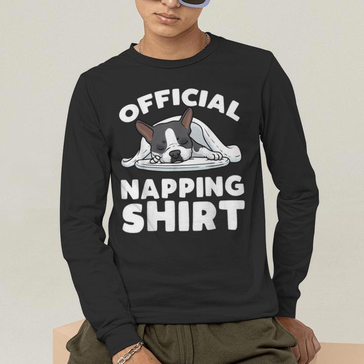 Boston Terrier Dog Official Sleeping Shirt Men Women Kids Men's Long Sleeve T-Shirt, funny gift