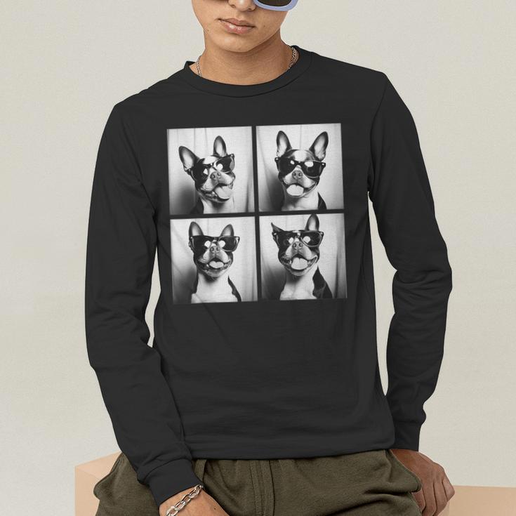 Boston Terrier Dogs With Sunglasses Photo Pets Meme Men's Long Sleeve T-Shirt, funny gift