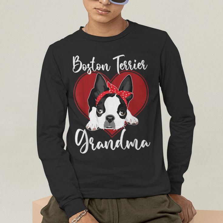 Boston Terrier Grandma Dog Owner Boston Terrier For Men Women Men's Long Sleeve T-Shirt, funny gift