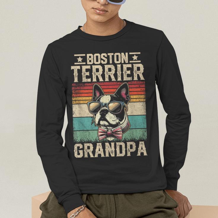 Boston Terrier Grandpa Dog Lover Father's Day Men's Long Sleeve T-Shirt, funny gift
