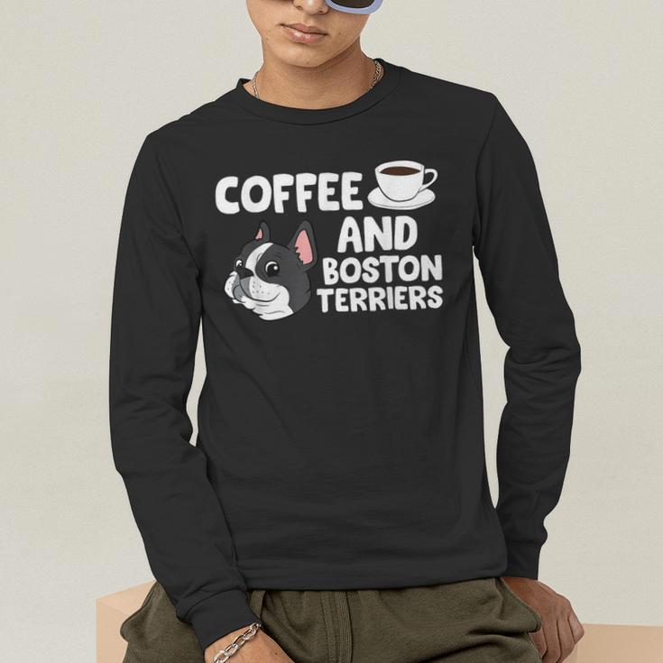 Boston Terrier Lover Coffee And Boston Terriers Men's Long Sleeve T-Shirt, funny gift