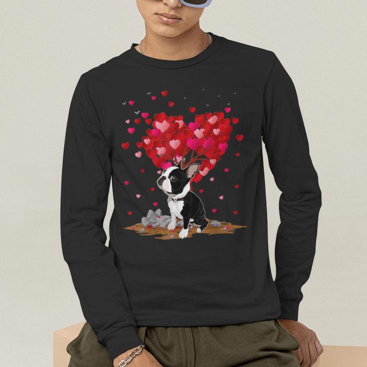 Boston Terrier Lover Heart Shape Boston Terrier Valentine Men's Long Sleeve T-Shirt, funny gift