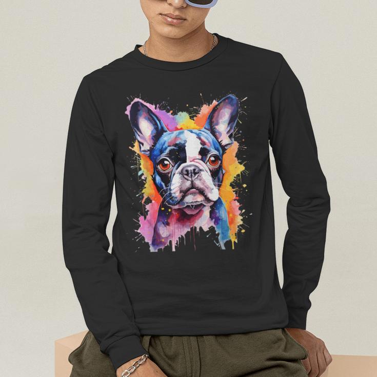 Boston Terrier Lover Pop Art Color Boston Terrier Dog For Men Women Girls Kids Men's Long Sleeve T-Shirt, funny gift
