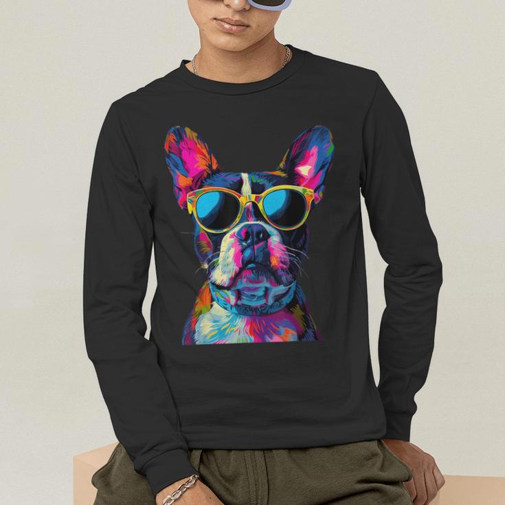 Boston Terrier Lovers Pop Art Boston Terrier Men's Long Sleeve T-Shirt, funny gift