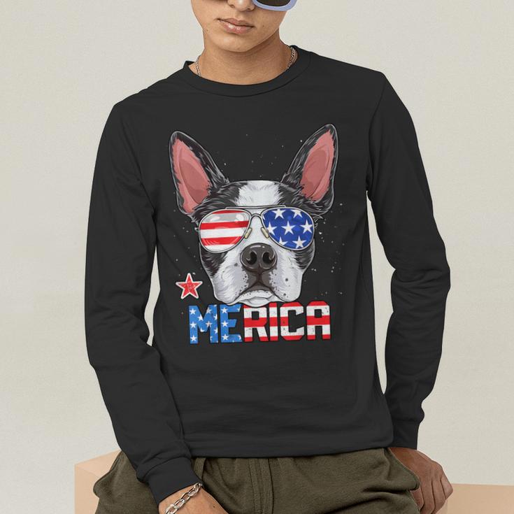 Boston Terrier Merica 4th Of July T Shirt Men Boys Dog Puppy Men's Long Sleeve T-Shirt, funny gift