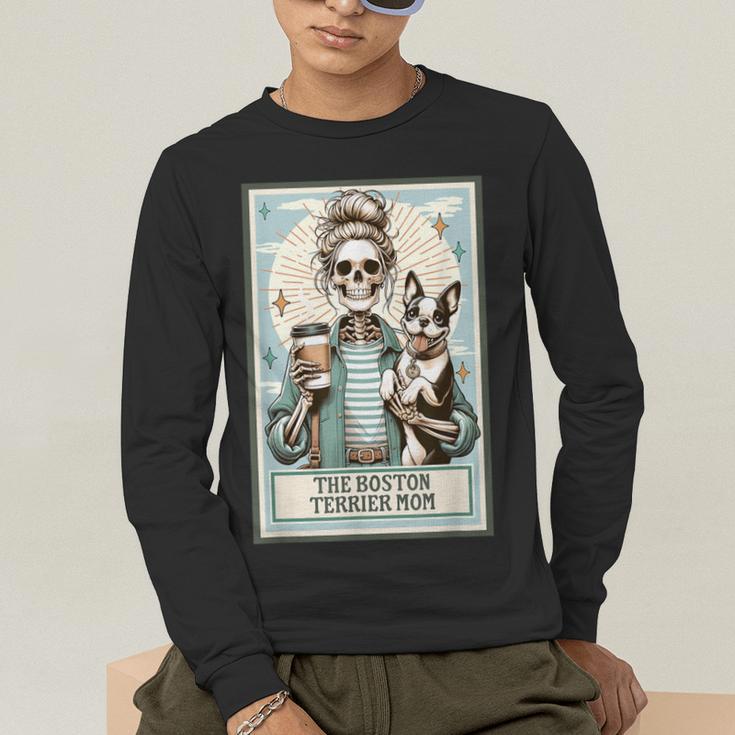 The Boston Terrier Mom Skeleton Spooky Season Halloween Men's Long Sleeve T-Shirt, funny gift
