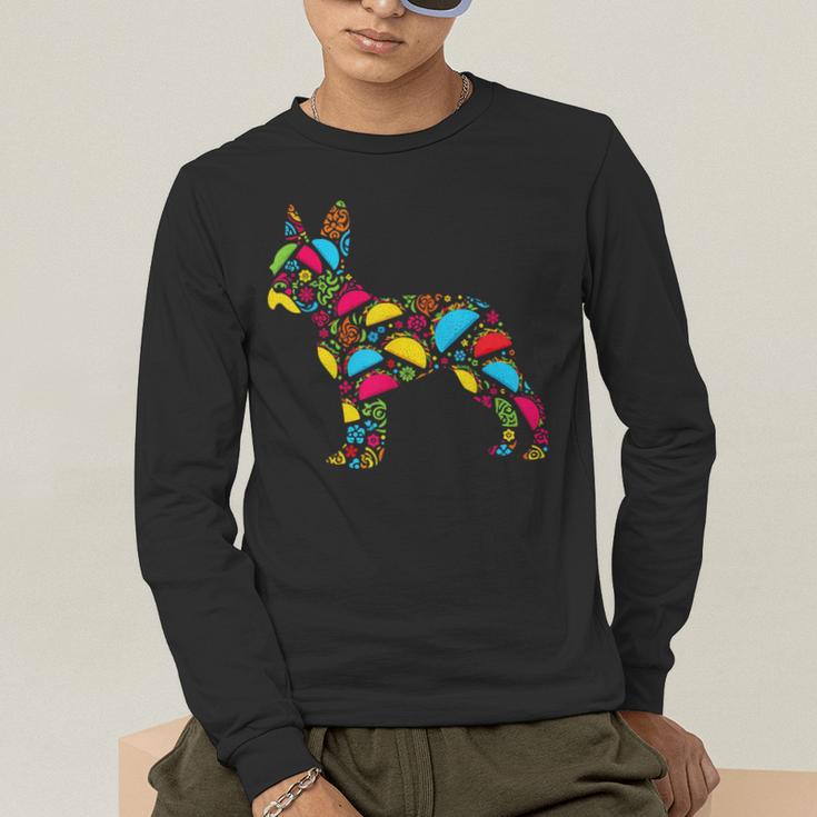Boston Terrier Tacos Mexican Cinco De Mayo Taco Men's Long Sleeve T-Shirt, funny gift