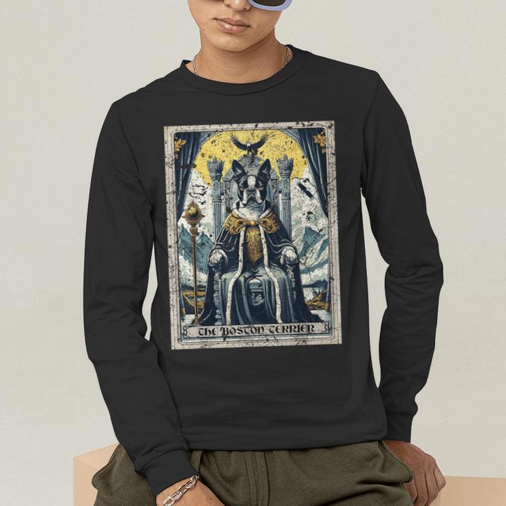 Boston Terrier Tarot Card Dog Men's Long Sleeve T-Shirt, funny gift