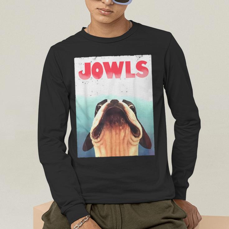 Boston Terriers Jowls Dog Mom Dog Dad Men's Long Sleeve T-Shirt, funny gift
