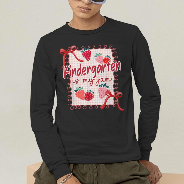 Bow Strawberry Kindergarten Is My Jam Teacher Kinder Team Men's Long Sleeve T-Shirt, funny gift Bow Strawberry Kindergarten Is My Jam Teacher Kinder Team Men's Long Sleeve T-Shirt, funny gift