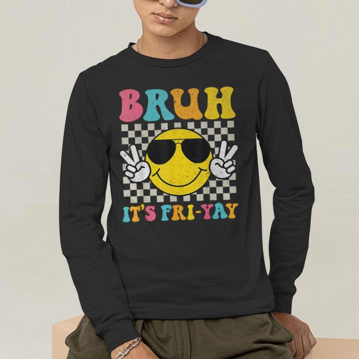 Bruh It's Fri-Yay Friday Weekend Smile Face Teacher Student Men's Long Sleeve T-Shirt, funny gift Bruh It's Fri-Yay Friday Weekend Smile Face Teacher Student Men's Long Sleeve T-Shirt, funny gift